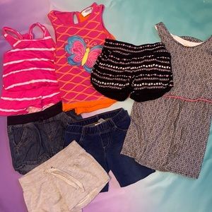 Girls Lot Size 5/6 Dress, Shorts, Jeggjngs/Pants Romper atop